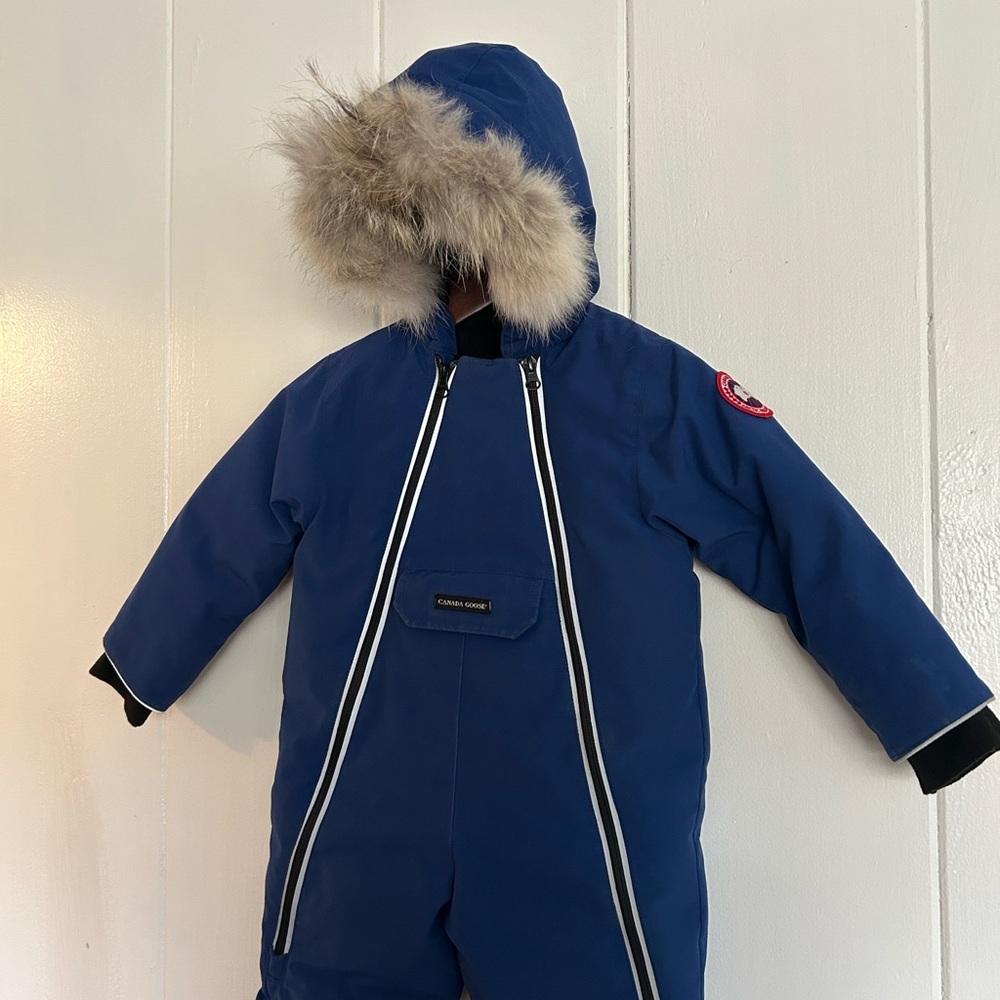 Baby Canada Goose Royal Blue Insulated Hooded Snowsuit